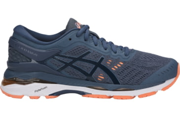Image of Asics GEL-Kayano 24 Road Running Shoes - Women's, Smoke Blue/Dark Blue/Canteloupe, Wide, 10 US T7A5N.5649-10