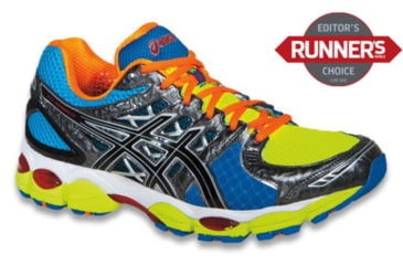 Image of Asics Gel-Nimbus 14 Road Running Shoe - Men's-Lite Bright/Black/Blue-10.5 US