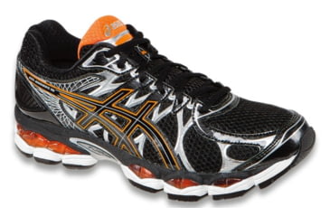 Image of Asics Gel-Nimbus 16 Road Running Shoe - Men's-Black/Onyx/Orange-Medium-13 US