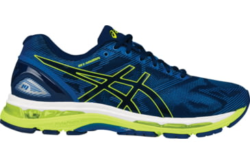 Image of Asics Gel-Nimbus 19 Road Running Shoe - Men's-Indigo Blue/Yellow/Blue-Medium-10.5
