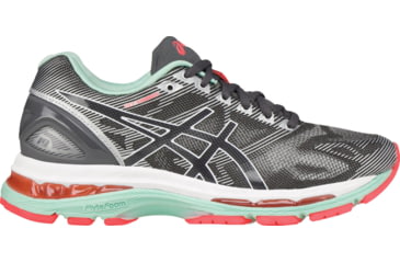 Image of Asics Gel-Nimbus 19 Road Running Shoe - Women's-Carbon/White/Coral-Medium-7