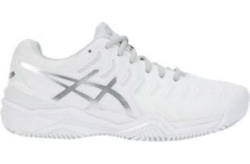 Image of Asics GEL-Resolution 7 Clay Court Road Running Shoes - Womens, White/Silver, Medium, 6.5 US, E752Y.0193-6.5