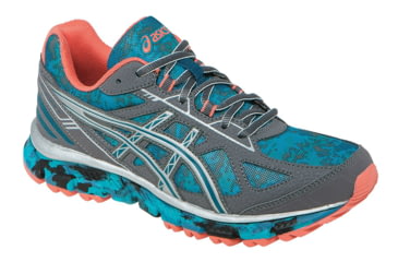 Image of Asics Gel-Scram 2 Trail Running Shoe - Womens-Blue/Silver/Coral-Medium-6.5 US