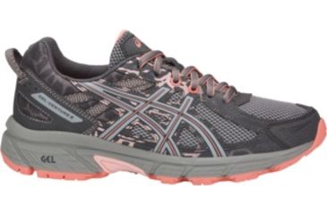 Image of Asics GEL-Venture 6 Women's Trail Running Shoe, Carbon/Mid Grey/Seashell Pink, 9.5 US, T7G6N.9796-9.5