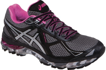 Image of Asics GT-2000 3 Trail Running Shoe - Womens-Charcoal/Hot Pink-Medium-6 US