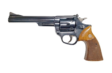 Image of Astra Arms 357 Revolver, .357 Magnum, 6in barrel, blued steel frame, checkered wood grip, revolving chamber, blade front, adjustable rear, 6 round cylinder, AS-357-.357 MG-6-1-FRRMPG