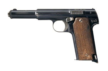 Image of Astra Arms 400 Pistol, 9 mm Largo, 5.9in barrel, blued carbon steel frame, checkered wood grip, blowback operated semi-auto, fixed blade and notch, 8 round magazine, AS4009MMLARGO5.91FRRMPG