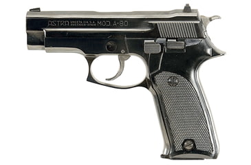 Image of Astra Arms A-80 Pistol, .45 ACP, 3.75in barrel, blued finish steel frame, black plastic grip, recoil operated semi-automatic, fixed three-dot combat style, 9 round magazine, AS-A-80-45-3.75-1-FRRMPG