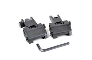 Image of AT3 Tactical AR-15 Flip-Up Spring-Assisted Backup Mounted Iron Sights w/ Front/Rear Set, Same Plane, IS-12