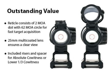 Image of AT3 Tactical RCO Red Dot Sight, Circle Dot Reticle, Variable Riser Mounts, AT3-RCO