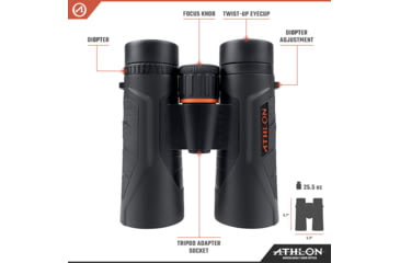 Image of Athlon Optics Argos Gen II UHD Binocular, 8x42mm, Roof Prism, BaK4, Magnesium, Black, 114012