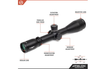 Image of Athlon Optics Midas TAC Rifle Scope, 5-25x56mm, 34mm Tube, FFP, APLR4 FFP MOA Reticle, Matte, Black, 213080