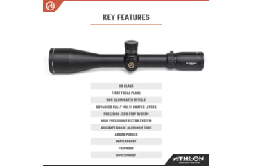 Image of Athlon Optics Midas TAC Rifle Scope, 5-25x56mm, 34mm Tube, FFP, APLR4 FFP MOA Reticle, Matte, Black, 213080