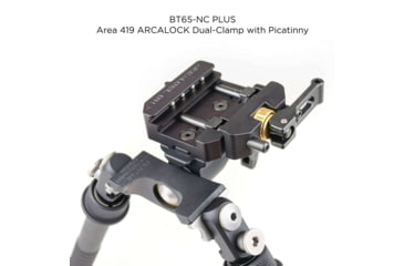 Image of Atlas CAL Gen 2 Standard Bipod, 4.8-9.2in Height Range, Area 419 ARCALOCK Clamp, Black, BT65NCPLUSA419ARCALK