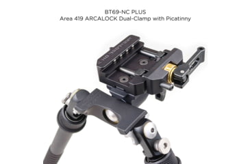 Image of Atlas CAL Gen 2 Tall Bipod, 6-12.3in Height Range, Area 419 ARCALOCK Clamp, Black, BT69NCPLUSA419ARCALK