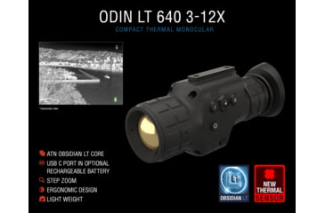Image of ATN ODIN LT 640, 3-12x35mm Compact Thermal Viewer Sensor, Multiple Patterns &amp; Color Options Reticle, Black, TIMNODN635X