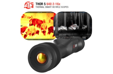 Image of ATN Thor 5 2-16x 640x480 12 Micron Smart HD Thermal Rifle Scope, 30mm Tube w/ Gen 5 Sensor, Multiple Patterns &amp; Color Options Reticle, Black, TIWST5625A