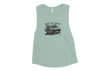 Image of Atoll Board Co Ladies Muscle Tank with Atoll Paddle Board Truck Graphic - Dusty Blue, M - Dusty Blue,M, 6459504AB336BDusty-Blue-M