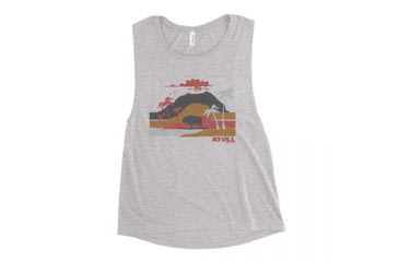 Image of Atoll Board Co Ladies Muscle Tank with Atoll Volcano Graphic - Athletic Heather, S - Athletic Heather,S, 62FBCA81ACB12Athletic-Heather-S