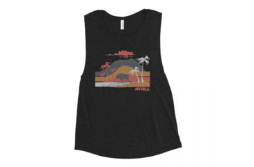 Image of Atoll Board Co Ladies Muscle Tank with Atoll Volcano Graphic - Black Heather, L - Black Heather,L, 62FBCA81ACB12Black-Heather-L