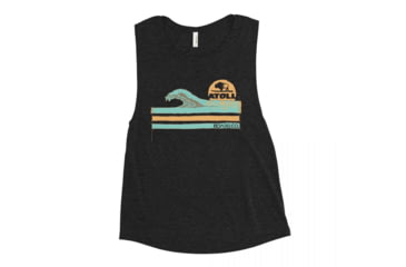 Image of Atoll Board Co Ladies Muscle Tank with Atoll Wave Graphic - Black Heather, S - Black Heather,S, 62C1E097DA5B5Black-Heather-S