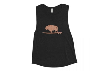 Image of Atoll Board Co Ladies Muscle Tank with Vintage Atoll Bison Graphic - Black Heather, L - Black Heather,L, 62C1E8CBC9B80Black-Heather-L