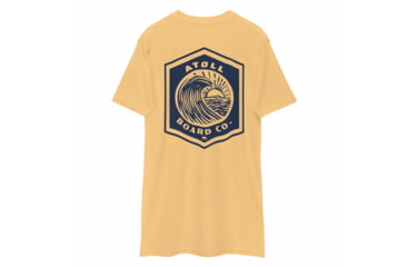 Image of Atoll Board Co Mens Heavyweight tee with Blue Atoll Wave Graphic - Vintage Gold, 3XL - Vintage Gold,3XL, 6463948B38FC3Vintage-Gold-3XL