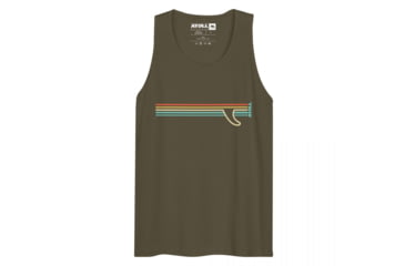 Image of Atoll Board Co Mens premium tank top with Atoll Fin Graphic - Military Green, S - Military Green,S, 62F296FF9796AMilitary-Green-S