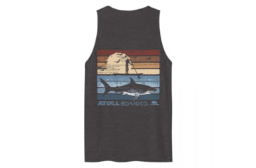 Image of Atoll Board Co Mens premium tank top with Atoll SUP Rider and Shark Graphic - Charcoal Heather, L - Charcoal Heather,L, 62C33F27EE7CECharcoal-Heather-L