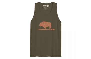 Image of Atoll Board Co Mens premium tank top with Atoll Vintage Bison Logo Graphic - Military Green, M - Military Green,M, 62C3408844D9EMilitary-Green-M