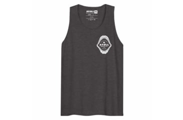 Image of Atoll Board Co Mens Tank Top with Atoll Shark Fossil Graphic - Charcoal Heather, 2XL - Charcoal Heather,2XL, 6487459A4AC87Charcoal-Heather-2XL