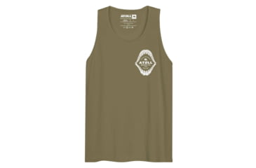 Image of Atoll Board Co Mens Tank Top with Atoll Shark Fossil Graphic - Military Green, M - Military Green,M, 6487459A4AC87Military-Green-M