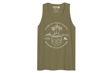 Image of Atoll Board Co Mens Tank Top with Atoll Skull Island Graphic - Military Green, M - Military Green,M, 645044E1275D0Military-Green-M