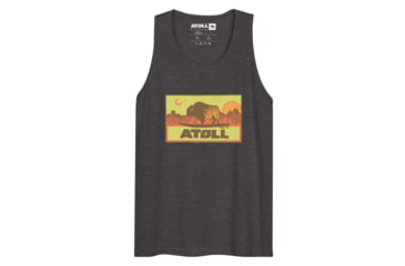 Image of Atoll Board Co Mens Tank Top with Atoll Sunset Logo Hunter Edition - Charcoal Heather, L - Charcoal Heather,L, 629A5114142ABCharcoal-Heather-L