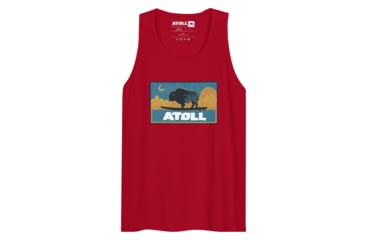 Image of Atoll Board Co Mens Tank Top with Atoll Sunset Logo Night Edition - Red, 2XL - Red,2XL, 629A5965572DARed-2XL