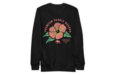 Image of Atoll Board Co Premium Crew Neck Sweatshirt with Atoll Paddle Board Island Flower Graphic - Black, L - Black,L, 6441992434D68Black-L