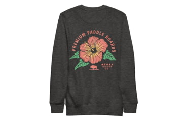 Image of Atoll Board Co Premium Crew Neck Sweatshirt with Atoll Paddle Board Island Flower Graphic - Charcoal Heather, 3XL - Charcoal Heather,3XL, 6441992434D68Charcoal-Heather-3XL
