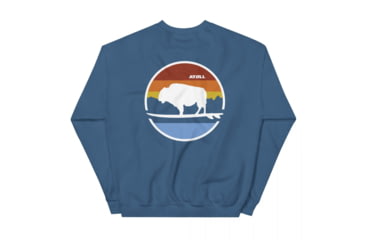 Image of Atoll Board Co Unisex Crew Neck Sweatshirt with Atoll Landscape Graphic - Indigo Blue, 3XL - Indigo Blue,3XL, 636AA060D522CIndigo-Blue-3XL