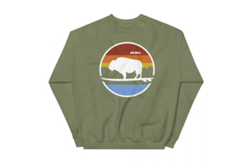 Image of Atoll Board Co Unisex Crew Neck Sweatshirt with Atoll Landscape Graphic - Military Green, 3XL - Military Green,3XL, 636AA060D522CMilitary-Green-3XL