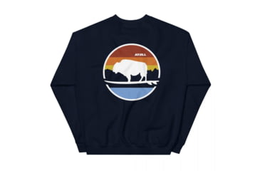 Image of Atoll Board Co Unisex Crew Neck Sweatshirt with Atoll Landscape Graphic - Navy, 5XL - Navy,5XL, 636AA060D522CNavy-5XL