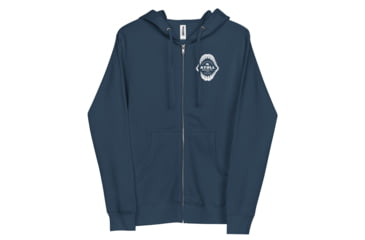 Image of Atoll Board Co Unisex Fleece Zip Up Hoodie with Atoll Shark Fossil Graphic - Navy, XL - Navy,XL, 6487475929501Navy-XL