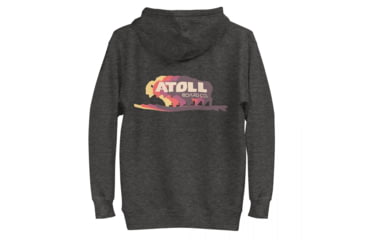 Image of Atoll Board Co Unisex Hoodie with Atoll Bison Color Shift Graphic - Charcoal Heather, XL - Charcoal Heather,XL, 636AA26686F48Charcoal-Heather-XL