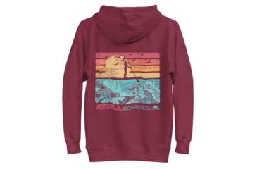 Image of Atoll Board Co Unisex Premium Hoodie with Atoll SUP Rider and Reef Graphic - Maroon, S - Maroon,S, 62CEFCABCAE0CMaroon-S