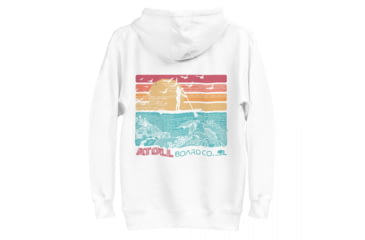 Image of Atoll Board Co Unisex Premium Hoodie with Atoll SUP Rider and Reef Graphic - White, L - White,L, 62CEFCABCAE0CWhite-L
