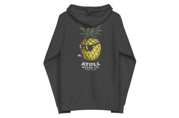Image of Atoll Board Co Unisex Zip Up Hoodie with Atoll Pineapple Head Graphic - Charcoal Heather, XL - Charcoal Heather,XL, 6494C8056A354Charcoal-Heather-XL