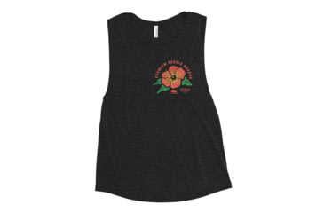 Image of Atoll Board Co Womens Muscle Tank with Atoll Paddle Boards Island Flower Graphic - Black Heather, L - Black Heather,L, 6442EFEFCAC59Black-Heather-L