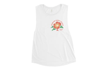 Image of Atoll Board Co Womens Muscle Tank with Atoll Paddle Boards Island Flower Graphic - White, L - White,L, 6442EFEFCAC59White-L