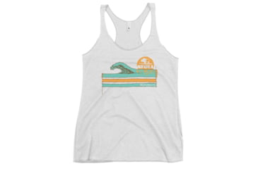 Image of Atoll Board Co Womens Racerback Tank with Atoll Wave Graphic - Heather White, XS - Heather White,XS, 62C1DE7ED8E02Heather-White-XS