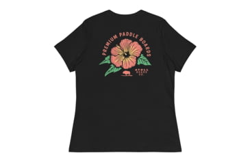 Image of Atoll Board Co Womens Relaxed T-Shirt with Atoll Paddle Board Island Flower Graphic - Black, L - Black,L, 644182D079FDBBlack-L