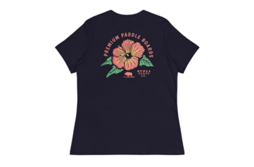 Image of Atoll Board Co Womens Relaxed T-Shirt with Atoll Paddle Board Island Flower Graphic - Navy, L - Navy,L, 644182D079FDBNavy-L